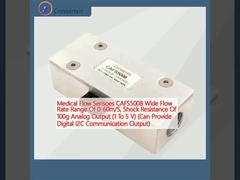 मेडिकल फ्लो सेंसर CAFS5008 0-60 मीटर/सेकंड की विस्तृत प्रवाह दर रेंज, 100 ग्राम एनालॉग आउटपुट (1 से 5 वी) का झटका प्रतिरोध (डिजिटल I2C संचार आउटपुट प्रदान कर सकता है)
